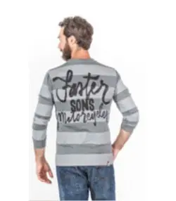Yamaha Faster Sons Script Striped Long Sleeve Asphalt Superprijs