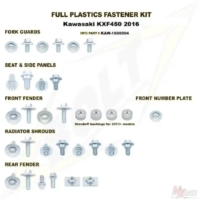 Bolt Full Plastic Bevestigings Kit kawasaki kxf 250 17-21 450 16-18 Laatste Kans