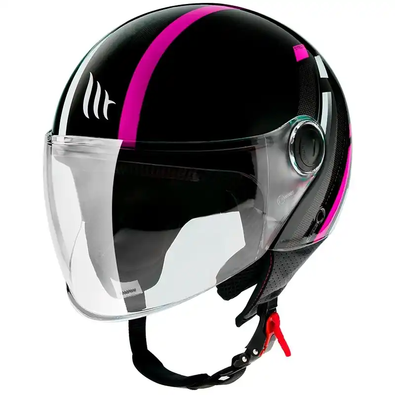 Shop Nu Otevřená přilba na motorku MT Street Scope D8 černo-šedo-fluo růžová lesklá výprodej