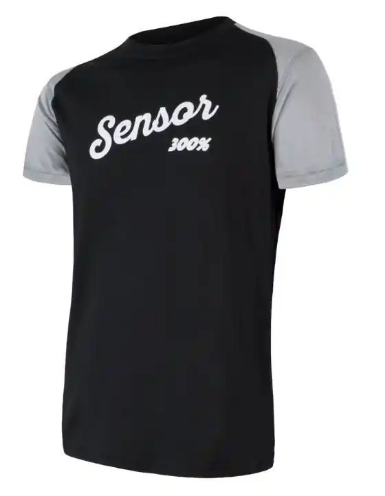Pánské triko Sensor Merino Active PT Logo černo-šedé výprodej Laatste Versie
