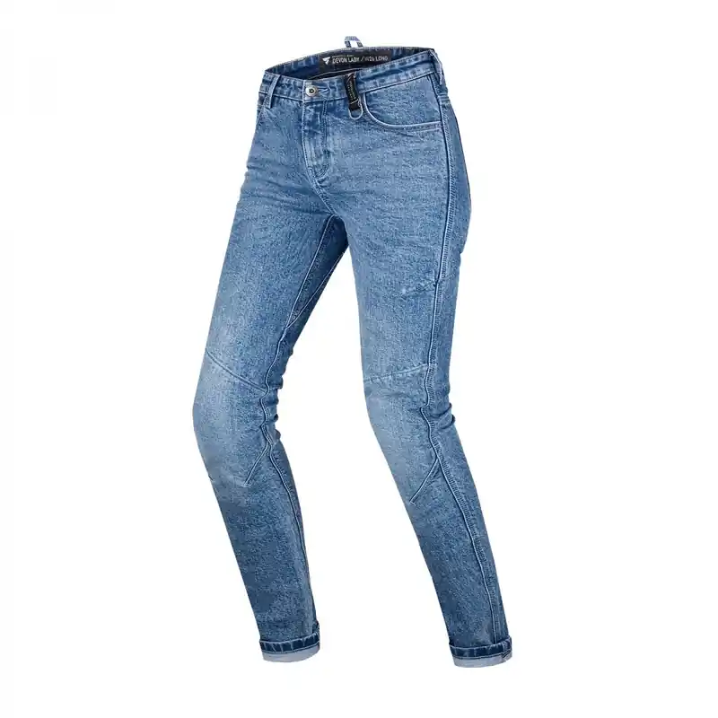 Snelle Levering Damesjeans Shima Devon blauw verlengd voor motorfiets
