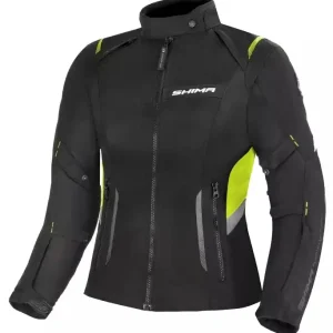 Weekendaanbieding Shima Rush zwart-fluo geel motorjack voor dames uitverkoop