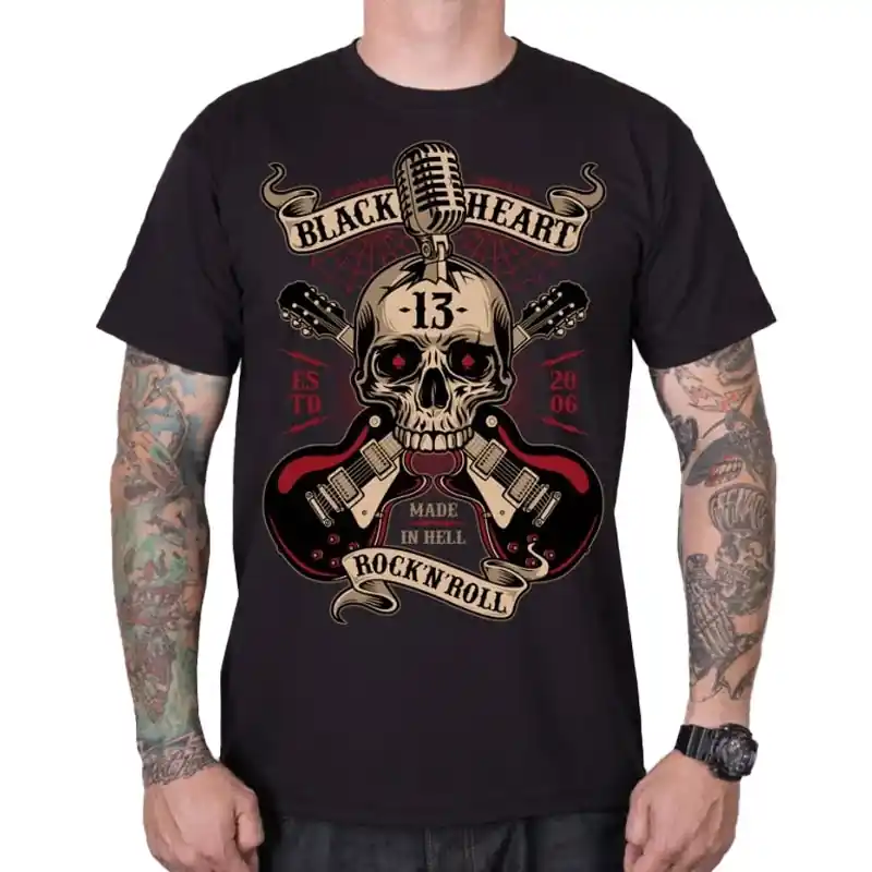 Voordeelprijs T-shirt Black Heart Rock N Roll zwart