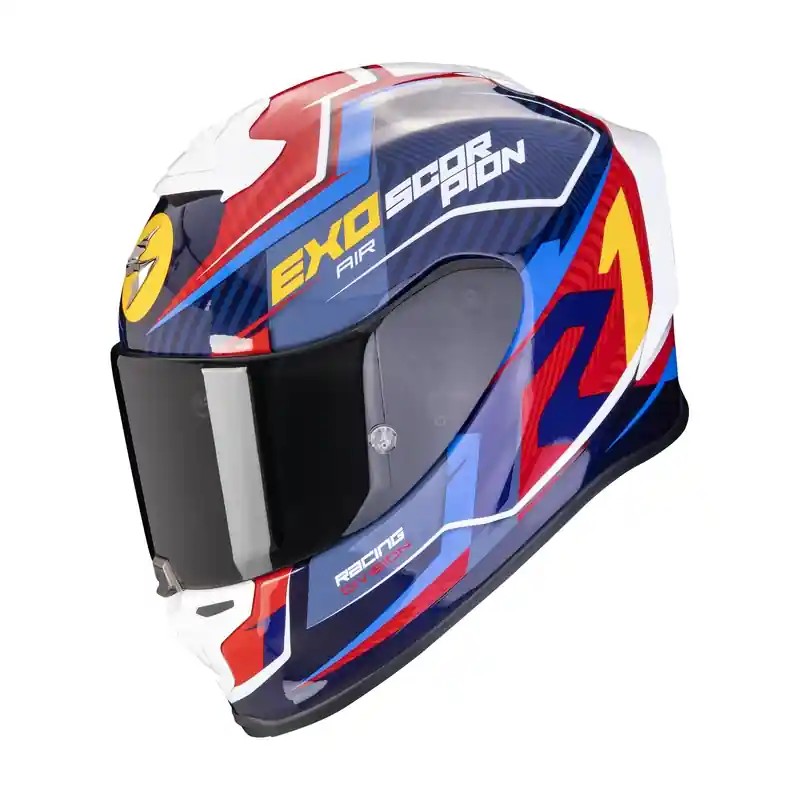 Speciale Aanbieding Integraalhelm Scorpion EXO-R1 EVO AIR COUP blauw-rood-geel uitverkoop