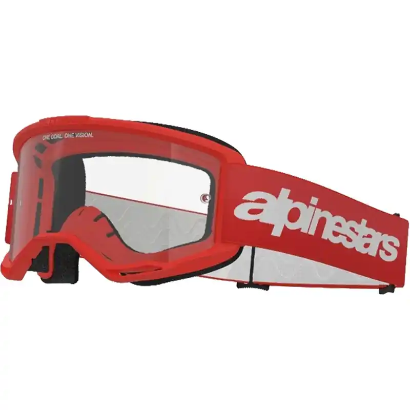 Alpinestars Vision 3 Wordmark rode motorcrossbril met helder plexi Bestel Nu