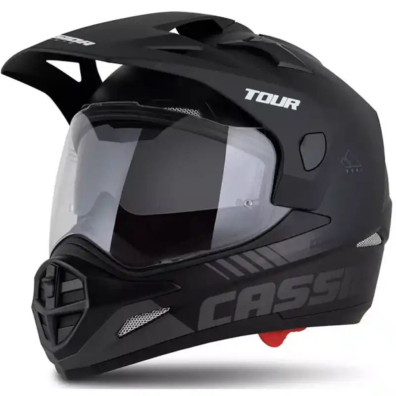 Speciale Aanbieding Enduro Helm Cassida Tour 2.0 Dual mat zwart-grijs met mat zwart vizier XS