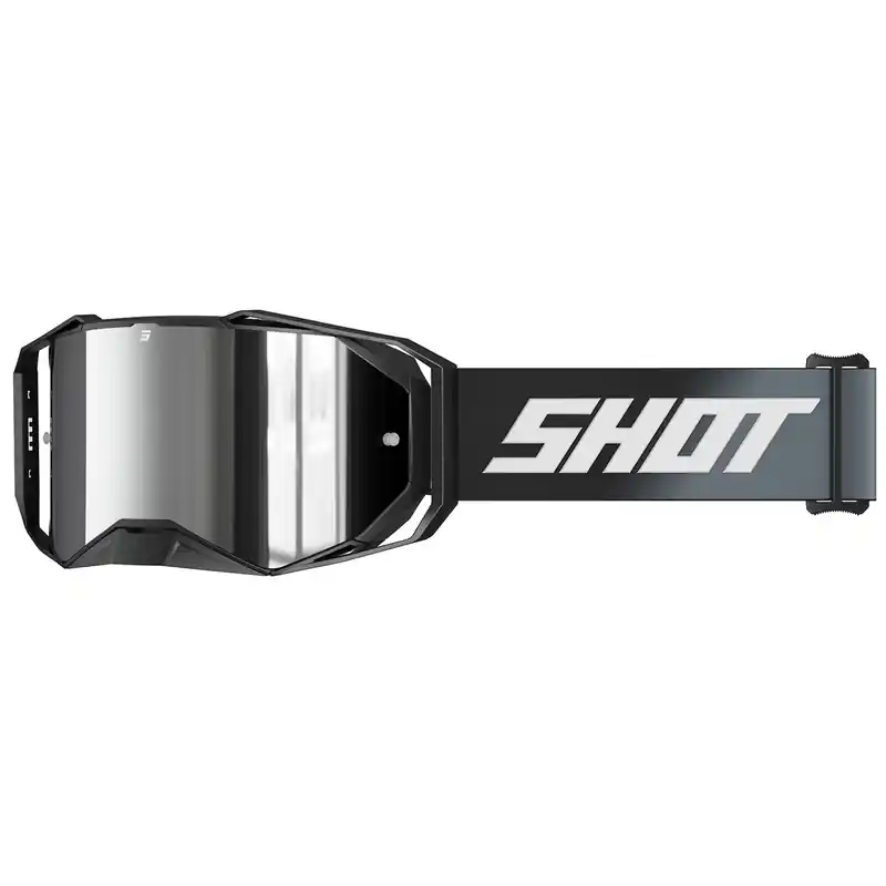 Motorcrossbril Shot Lite Stevig zwart met zilverkleurig iridium plexi Merkproduct