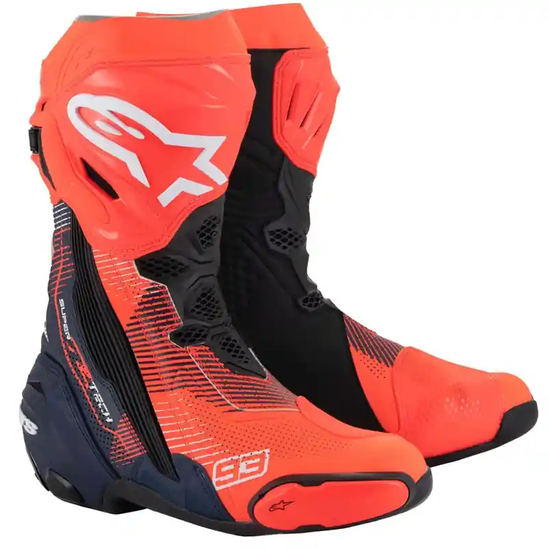 Alpinestars Supertech R Vented limited edition MM93 Marc Marquez fluor rood-blauw-zwarte motorlaarzen Bestel Nu