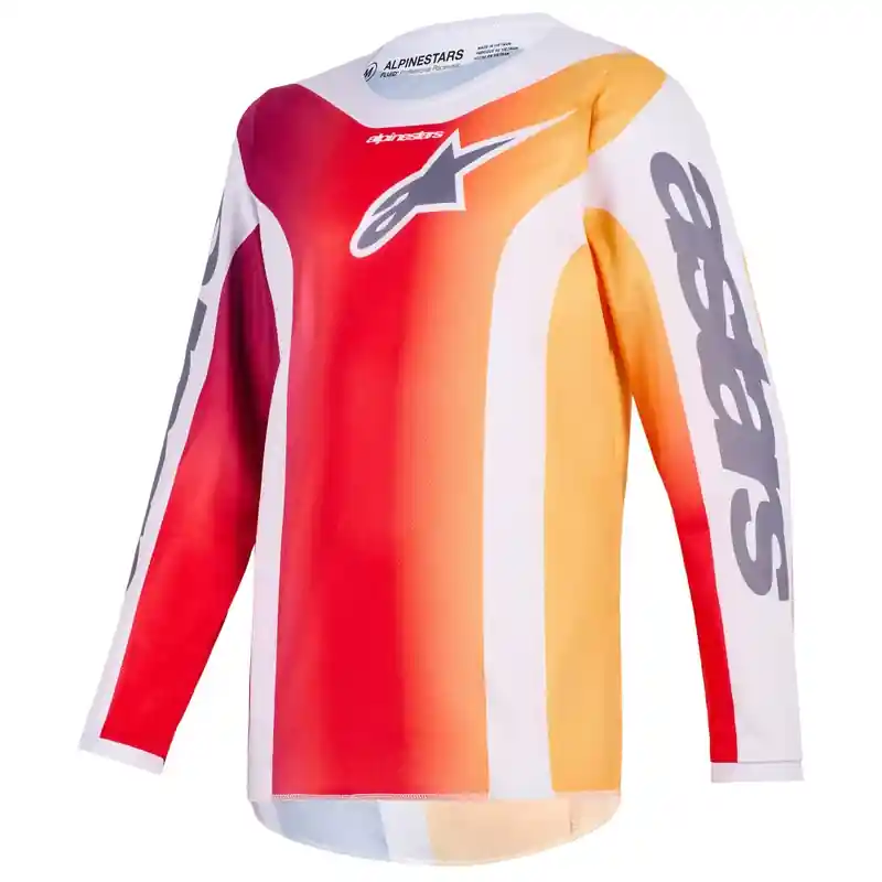 Laatste Kans Alpinestars Fluid Portl kindercrossshirt rood-oranje-lichtgrijs S