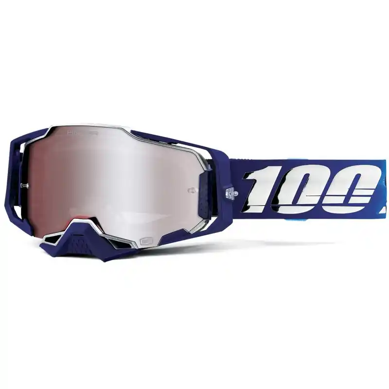 Gereduceerde Prijs Motorcrossbril 100% ARMEGA Hiper Novel met zilverkleurig plexiglas