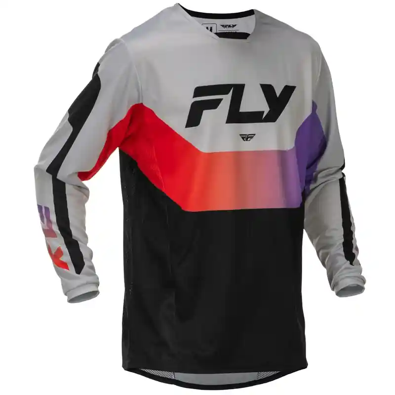 Speciale Aanbieding Motocross shirt FLY Racing Kinetic USA grijs-rood-paars-zwart S