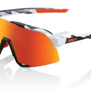 Zonnebril 100% S3 Soft Tact Grey Camo oranje-zwart-wit (rood chroomglas) Op = Op