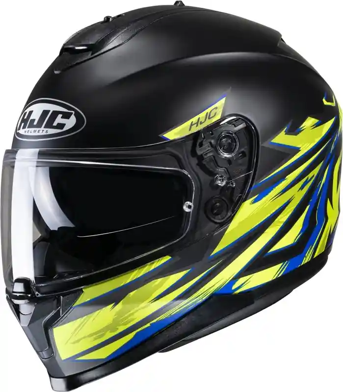 Speciale Aanbieding HJC C70 Pentas MC3HSF zwart-blauw-fluo geel integraal motorhelm uitverkoop