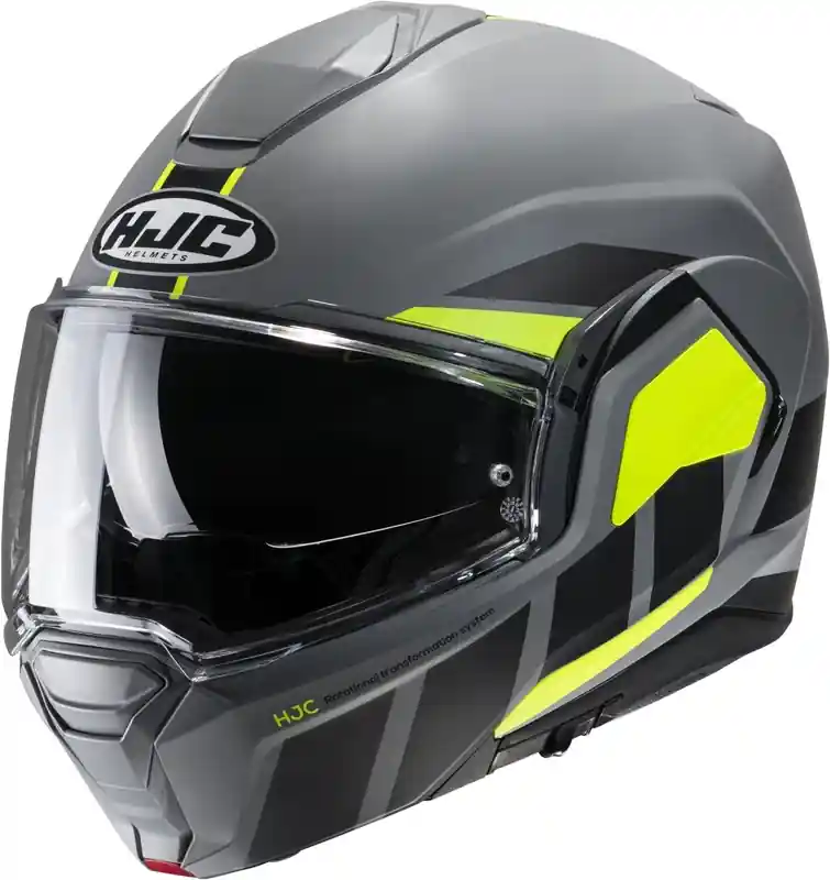 HJC i100 Beis MC3HSF zwart-grijs-fluo geel opvouwbare motorhelm Lage Kosten