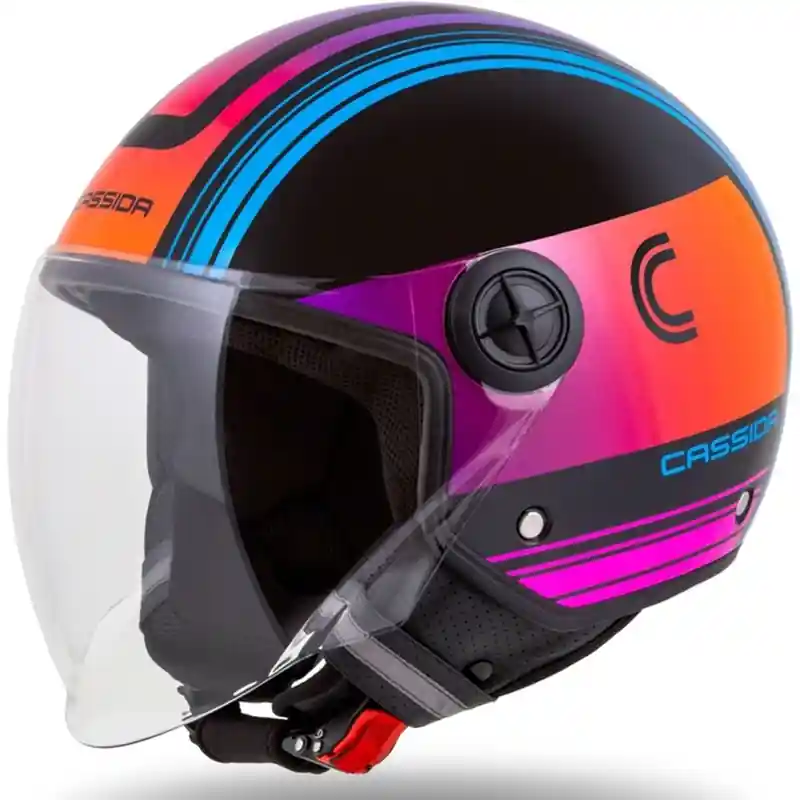 Snelle Levering Cassida Handy Metropolis Zwart-Turkoois Kleurverloop Open Motorhelm XS