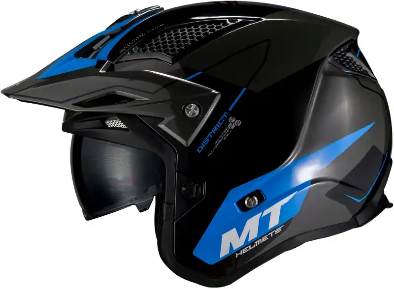 Koopje Otevřená trialová přilba na motorku MT District SV Summit F7 černo-modrá