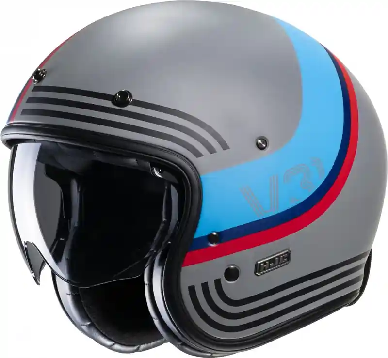 Speciale Aanbieding Open motorhelm HJC V31 Byron MC21SF rood-blauw-zwart-grijs