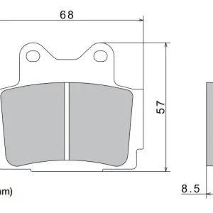 Remblokken NISSIN semi-metallische samenstelling 68x57x8,5 mm 2 stuks Meest Verkocht