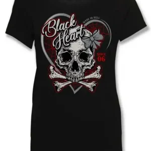 Dámské triko Black Heart Ribon Skull Op = Op