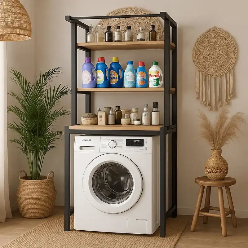 Wasmachine kast Divit WR2 Wasmachinerek in zwart 69cm x 60cm x 177 cm DPLA6 Populair