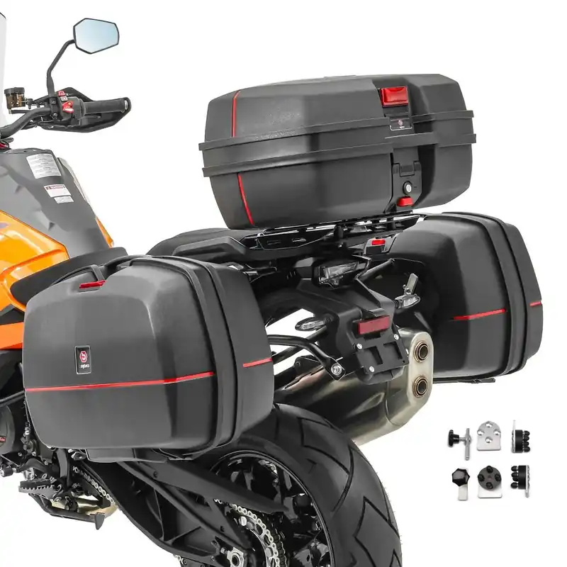 Koffer Set zijkoffers 45L + topkoffer compatibel met Honda Varadero 125 / XL 1000 V Bagtecs TB8S Favoriet