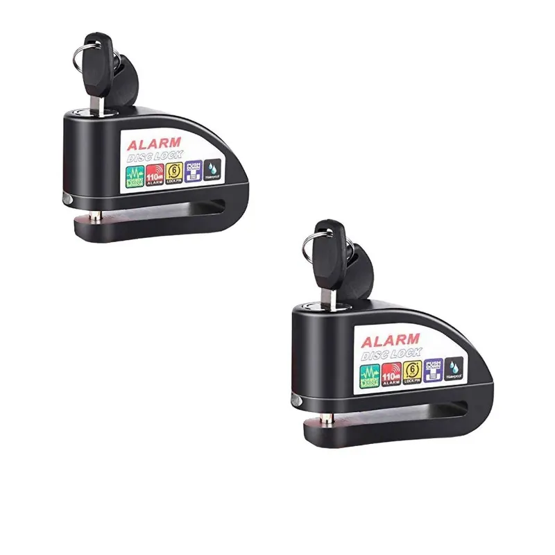 Actieprijs 2x Schijfremslot met alarm 110dB Tourtecs Diefstalbeveiliging motorfiets zwart Discount Set