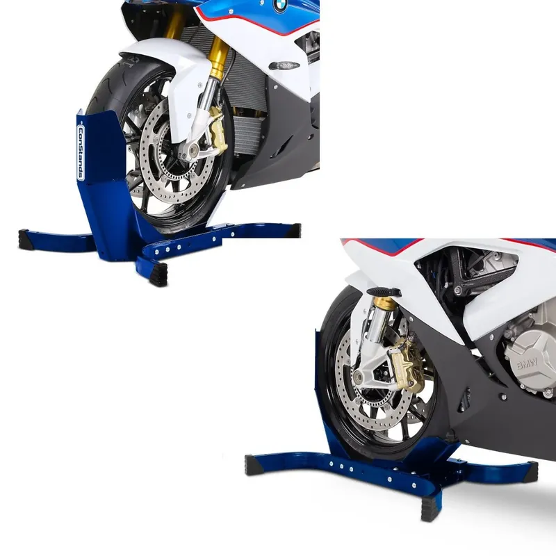 2x Motor inrijklem ConStands Easy-Plus Paddockstand Voorwiel tot 21 Inch blauw Discount Set Seizoensaanbieding