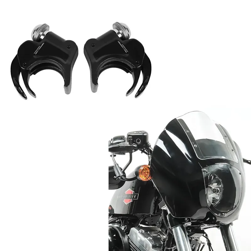 Set: Quater Kuip passend voor Harley Davidson Dyna / Sportster Craftride Q1 duidelijk + Windscherm klemmen 39mm passend voor Harley Davidson Sportster 88-20 Dyna 91-05 zwart Craftride Populair