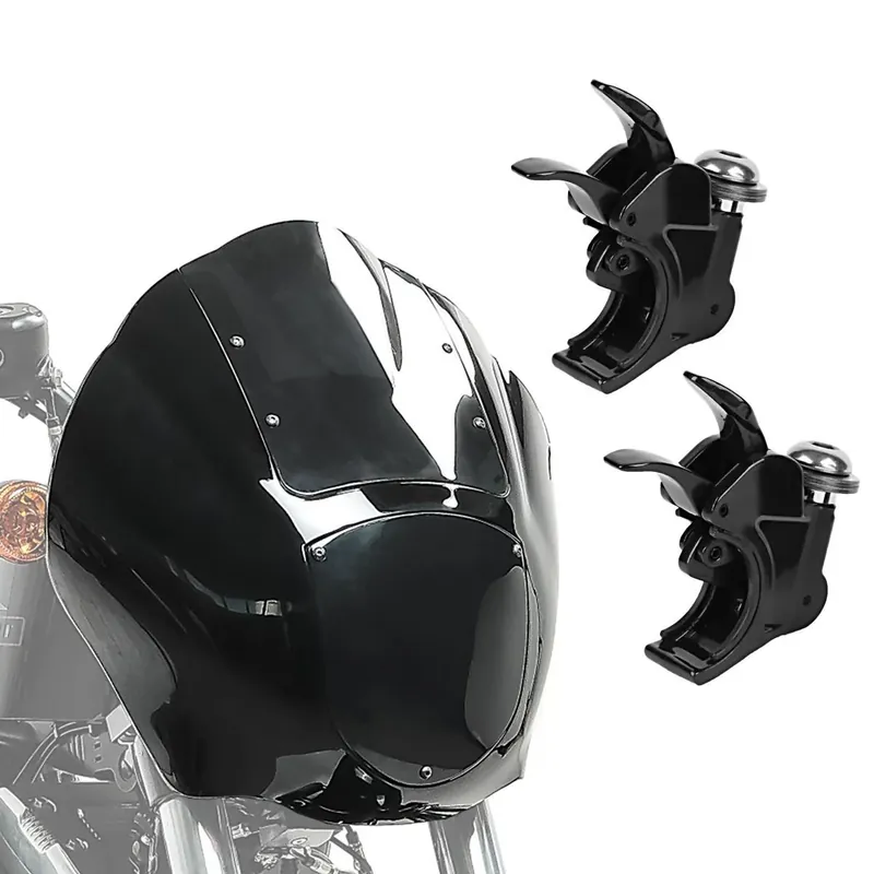 Shop Nu Set Koplampmasker voorkuip donker + windscherm klemmen 39mm geschikt voor Harley Davidson Sportster 88-20 en Dyna 91-05 Craftride zwart