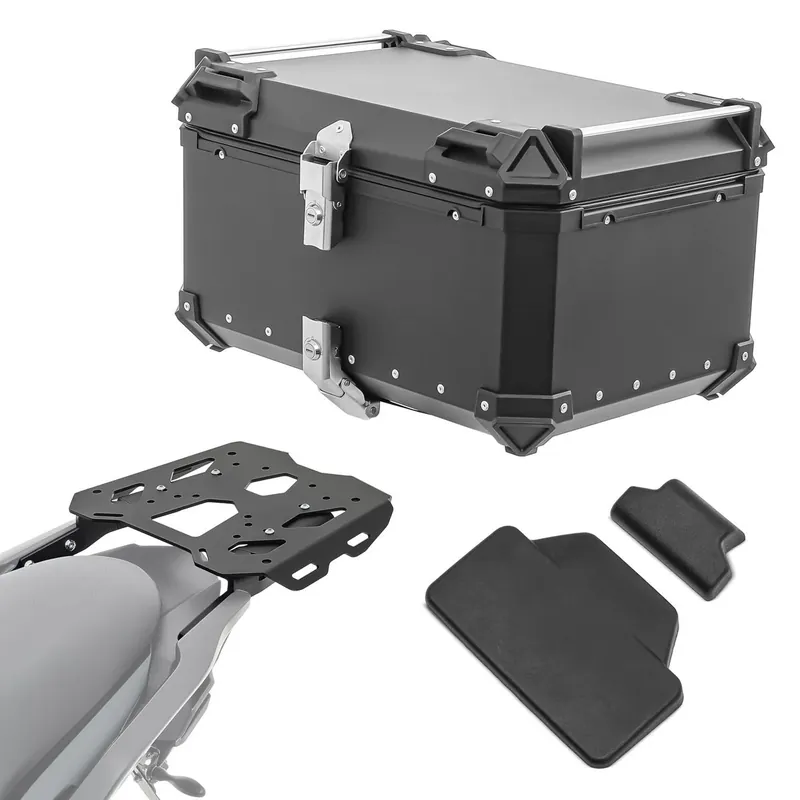 Flitsaanbieding Set Aluminium Topkoffer + Drager voor Husqvarna Norden 901 21-26 Topcase Bagtecs XB65 zwart + rugkussen