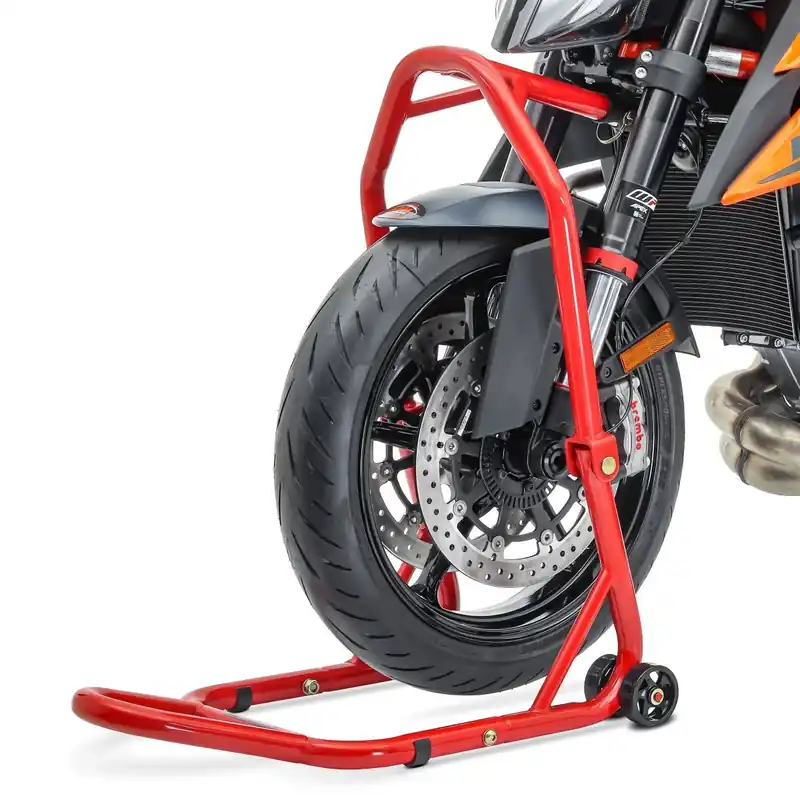Bestel Nu Paddockstand Balhoofd ConStands Classic Motor 28,5mm Voorwiel Stand Rood