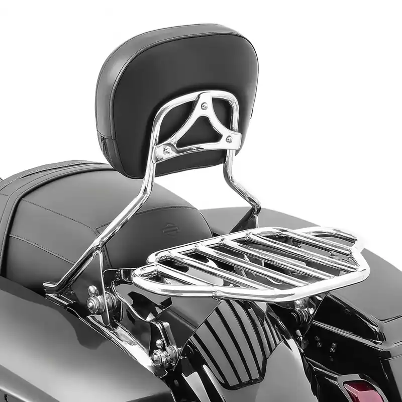 Sissy Bar + Bagagerek KI passend voor Harley Davidson Street Glide 09-26 Craftride FR02 chroom Hoge Kwaliteit