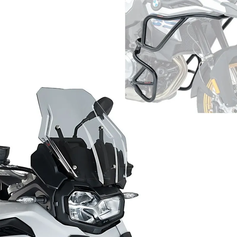 Toerruit smoke grey + valbeugels boven en onder compatibel met BMW F 850 GS / F 750 GS 18-23 Betrouwbaar