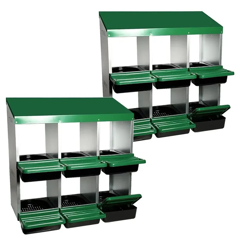 2x Nestkast voor kippen Divit NK3 met 6 broedplaatsen groen Shop Nu