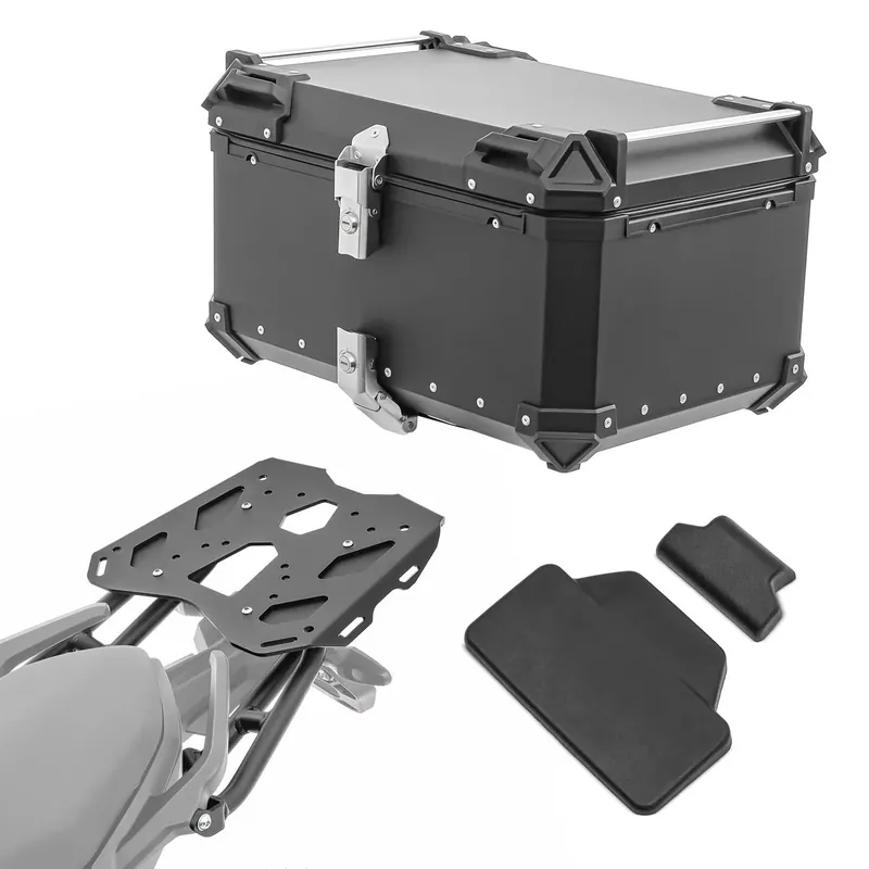 Set Aluminium Topkoffer + Drager voor BMW F 900 XR 20-26 Topcase Bagtecs XB65 zwart + rugkussen Weekendaanbieding