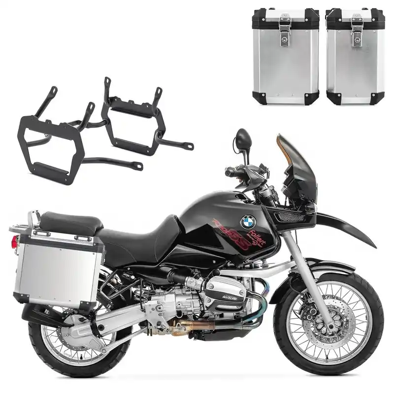 Set Aluminium Zijkoffers + kofferrek voor BMW R 1100 GS / R 1150 GS / Adventure 94-05 Koffers Bagtecs GX38-45 zilver Rechtstreeks Van De Fabrikant