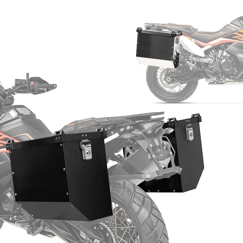 2x Motor Koffer Aluminium Bagtecs Atlas 36l Zijkoffer zwart Discount Set Express Levering