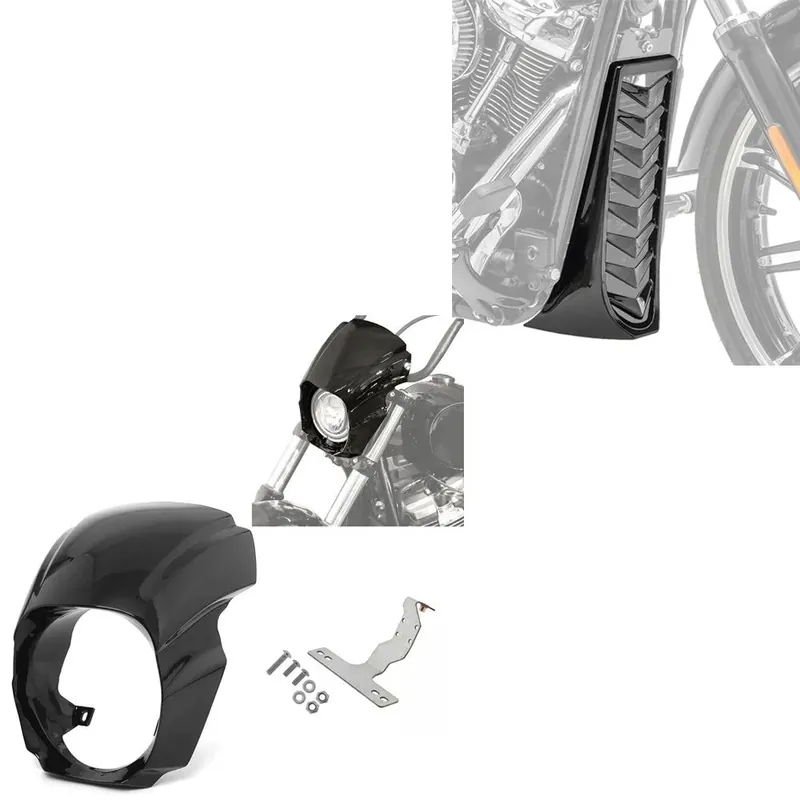 Set: Koplamp kuip geschikt compatibel met Harley Davidson Breakout / 114 18-26 windscherm Craftride RM2 zwart + Belly pan geschikt compatibel met Harley Davidson Softail 18-26 Radiator protector Craftride CV4 Fabrieksprijs