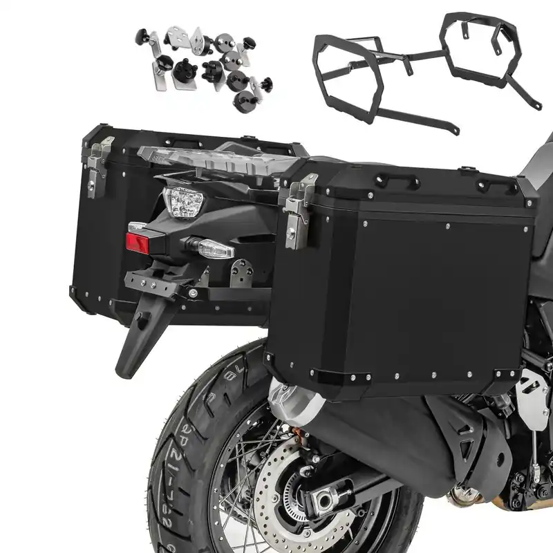 Zijkoffers aluminium + kofferrek compatibel met BMW R 1200 GS 04-12 Bagtecs GX38 zwart Premium