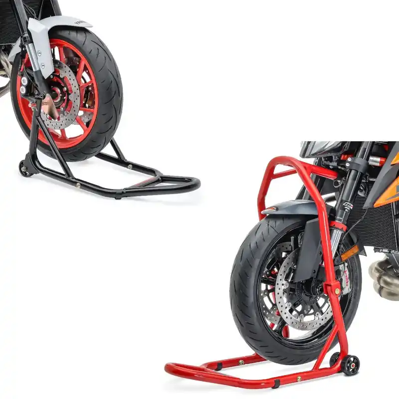 Favoriet Set: Paddockstand Balhoofd Classic Motor Voorwiel Stand + Paddock stand motor voorwiel Front