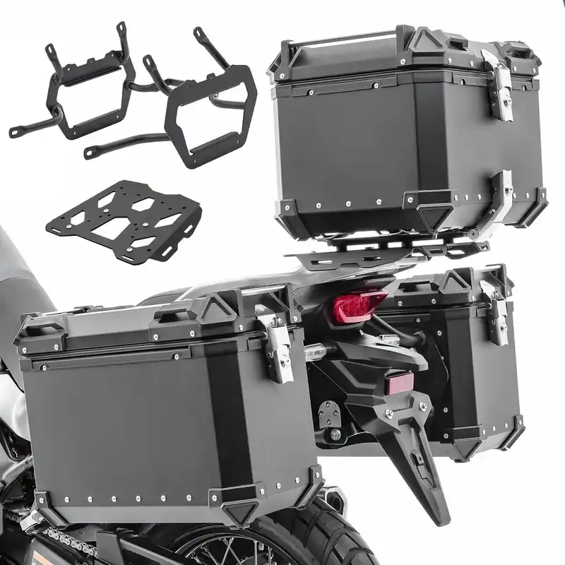 Laatste Versie Set Aluminium Zijkoffers + topkoffer + houders voor Yamaha Tenere 700 / Rally 19-26 Bagtecs XW38-XB45 zwart