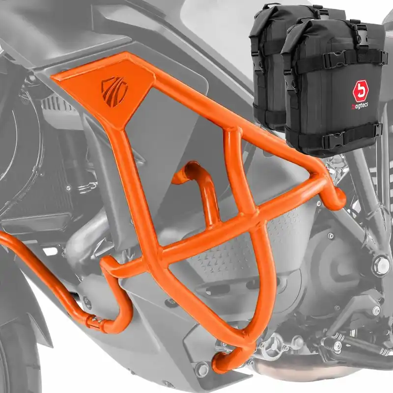 Direct Beschikbaar Set Valbeugels + tassen voor KTM 1390 Super Adventure R / S / EVO 25-26 Motoguard KT16 oranje