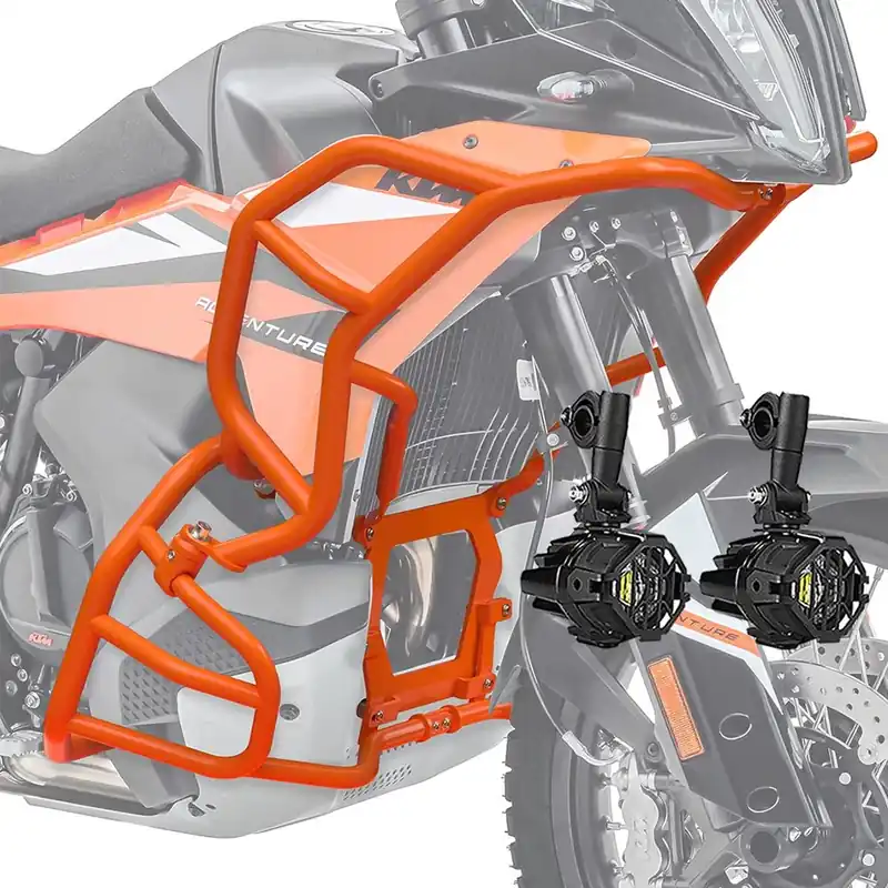 Nieuw Set Valbeugels + LED extra koplampen voor KTM 790 / 890 Adventure 23-26 Mistlampen Motoguard SH26 oranje
