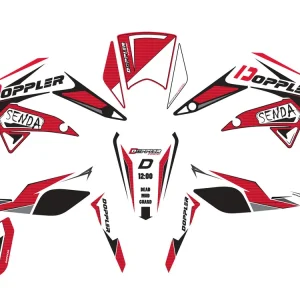 Express Levering Dekor / Sticker Kit Doppler zwart-rot-wit voor Derbi Senda 2011-2017