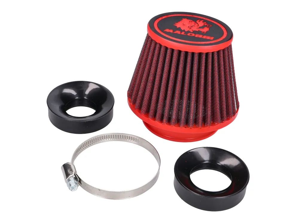 Luchtfilter Malossi Red Filter E18 Racing 60mm recht met Draad, rood-zwart voor PHBG 15-21, PHBL 20-26 Carburateur Finale Uitverkoop