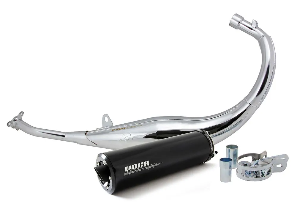 Dagaanbieding Uitlaat VOCA Chroomed 50/70cc Zwarte demper voor Minarelli AM6 Enduro, Supermoto