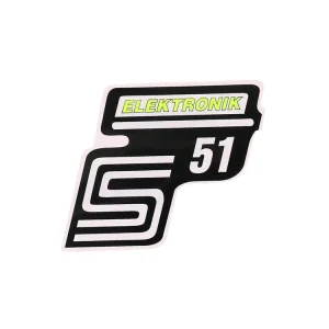 Tijdelijk Beschikbaar Schriftzug S51 Elektronik Folie / Sticker neongelb voor Simson S51
