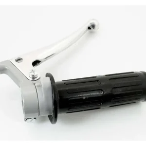 Gashandel Armatur Grijs met Remhevel Aluminium Gepolijst en Griff zwart voor Hercules, Zündapp, Kreidler, Puch, DKW, KTM, Rixe Finale Uitverkoop