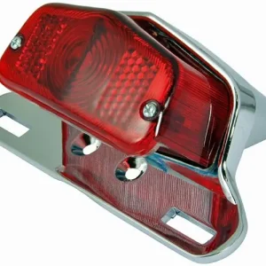 Lucas Motorfiets Achterlicht met Kentekenplaathouder Chrome Gratis Retour