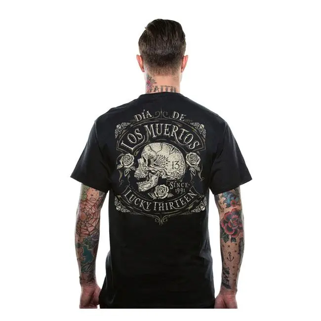 Lucky 13 dood schedel T-shirt Black / S Nu Kopen